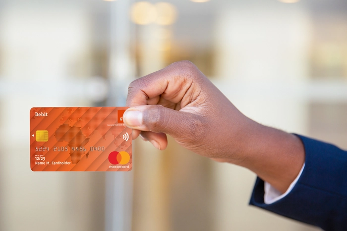 debit card on hand